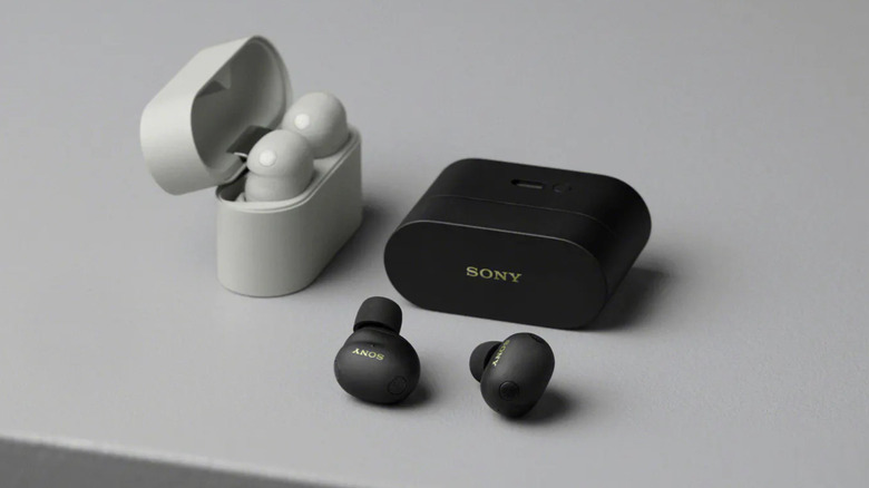 Sony's WF-1000XM6 earbuds in Black and Silver options on a table