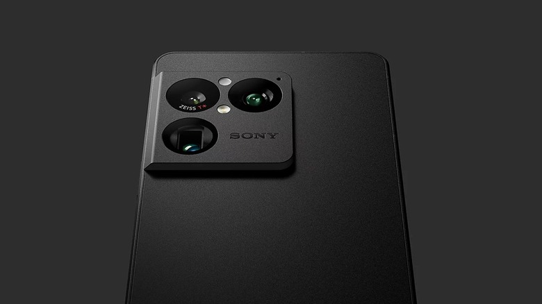 A black Sony Xperia 1 VIII, featuring three 48-megapixel Exmor cameras, against a black background.