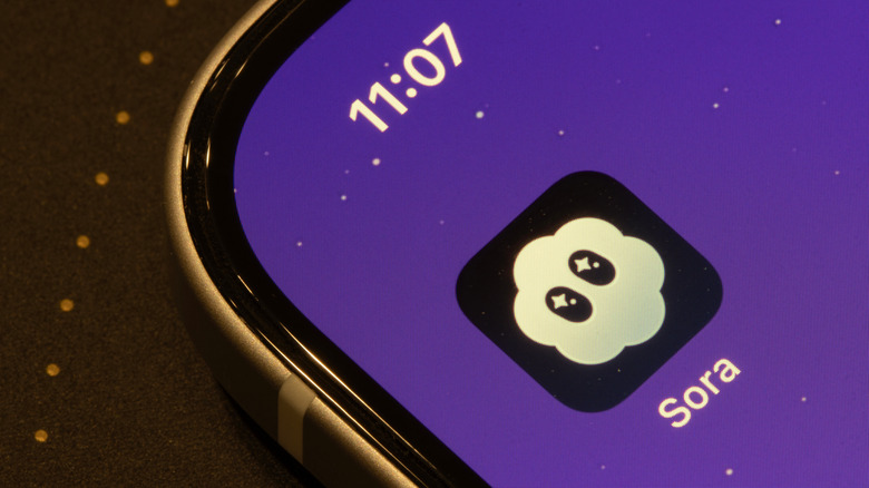 The Sora app icon on an iPhone.