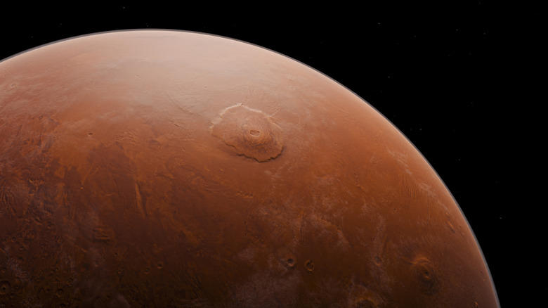 Artistic rendition of Mars against outer space