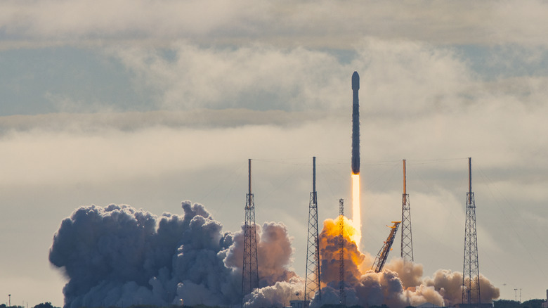 SpaceX Falcon rocket taking off