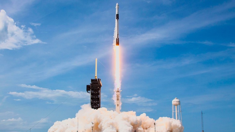 SpaceX Falon 9 rocket launching into space