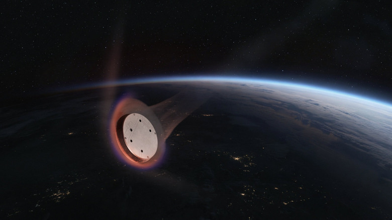 The SpaceX Starfall capsule seen reentering Earth's atmosphere