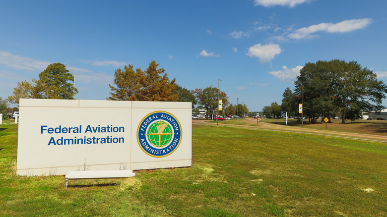 Federal Aviation Administration sign outside the official facility.