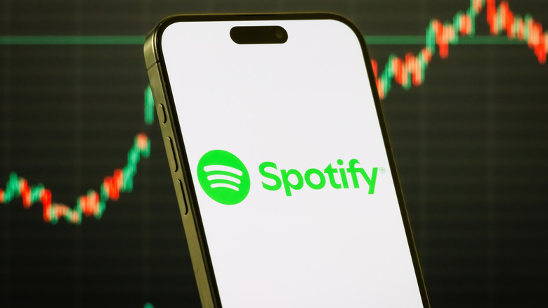 Spotify logo on an iPhone 15 Pro Max