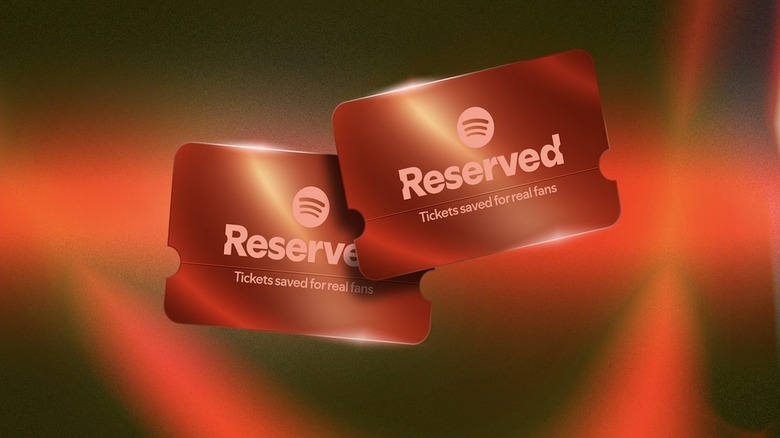 tickets showing Reserved with spotify icon