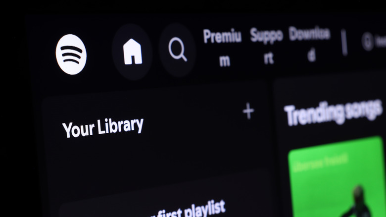 Close up of a Spotify home screen