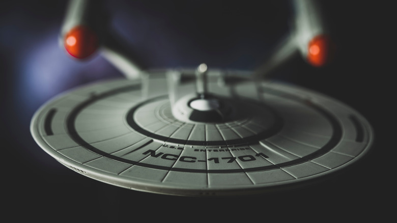 Star ship Enterprise with both nacelles visible from the front