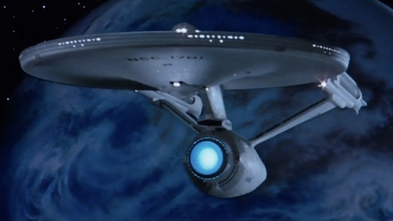 Enterprise orbiting a planet in "Star Trek II: The Wrath of Khan."