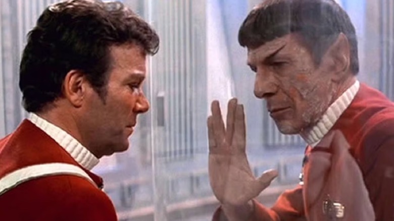 Spock doing the Vulcan salute to Kirk in Star Trek II: The Wrath Of Khan