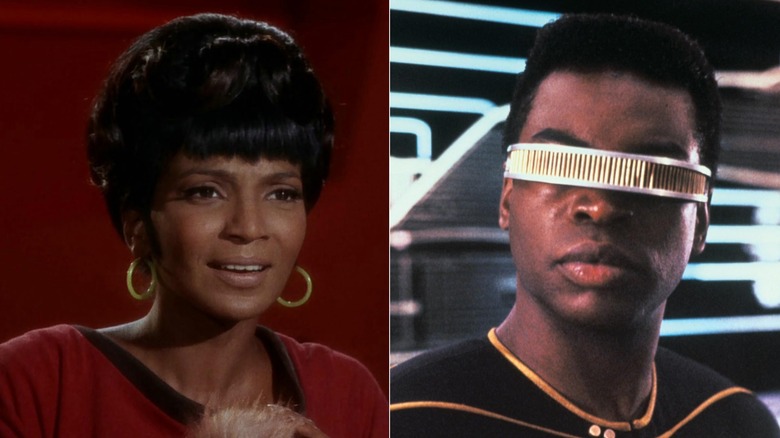 Nichelle Nichols and LeVar Burton portraying their 