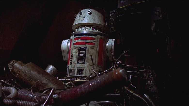 R5-D4 astromech droid in Jawa sandcrawler in Star Wars A New Hope