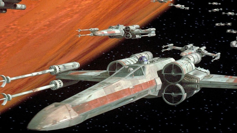 CGI X-wings about to attack the Death Star in Star Wars A New Hope