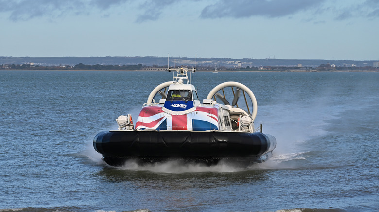 A Hovercraft moving through the ocean