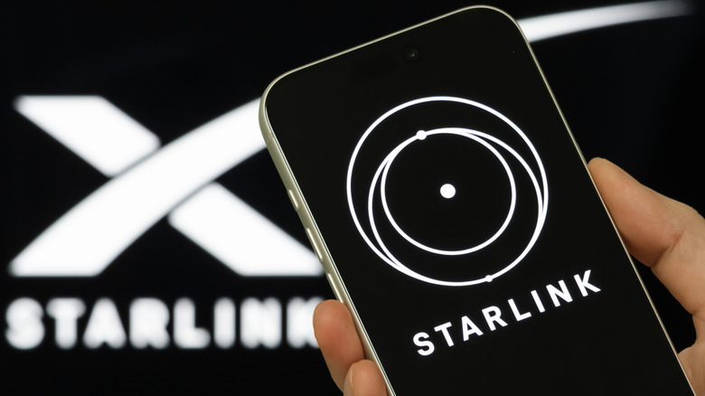 A smartphone displaying the Starlink logo