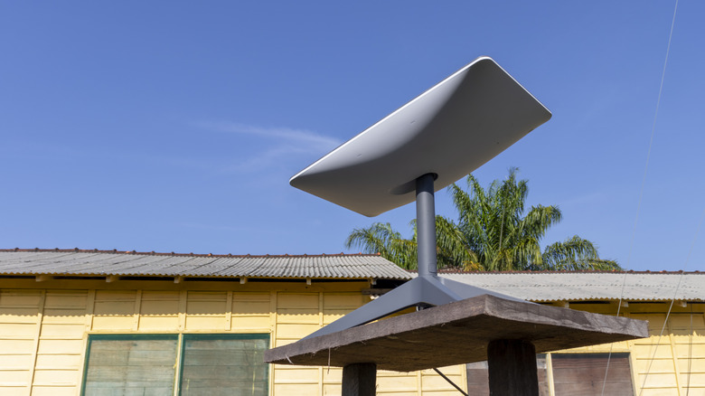 Starlink satellite internet dish on a rural property near the Amazon Rainforest