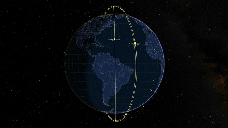 Screenshot of 3D model of Earth with SpaceSail satellites represented
