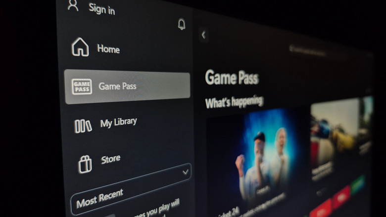 Xbox Game Pass highlighted on screen