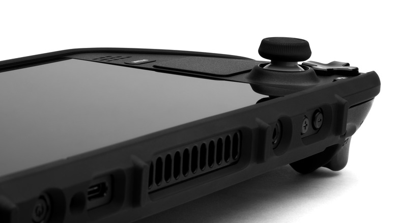 Closeup of a dbrand Killswitch case on a Steam Deck