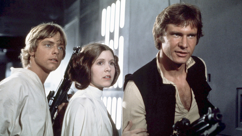 Luke Skywalker, Princess Leia, and Han Solo in Star Wars: Episode IV – A New Hope
