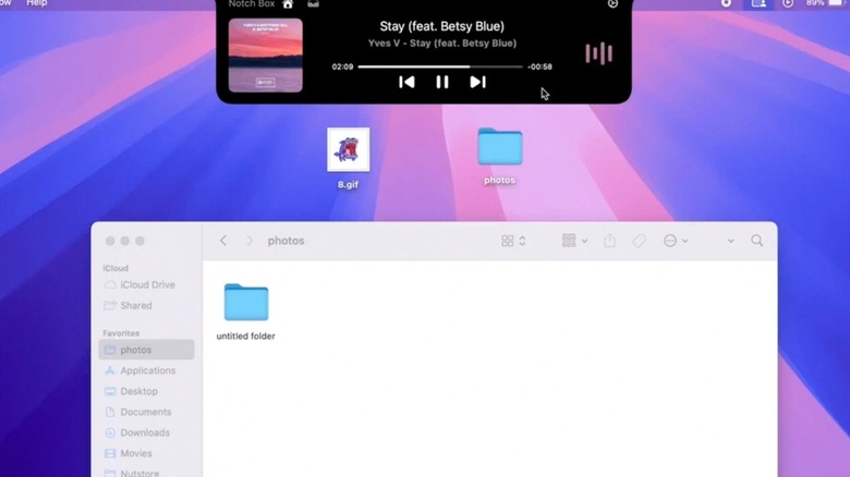 Screenshot of the Notchbox in action on a MacBook