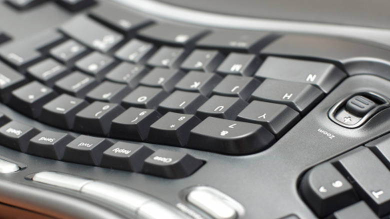 Close-up of ergonomic keyboard