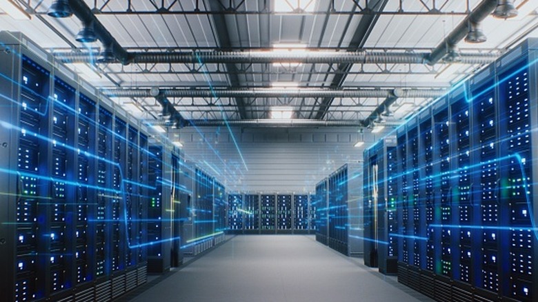 A data center with an overlay of VFX