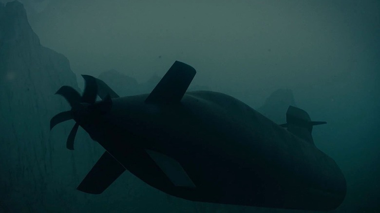 Blekinge-class (A26) submarine deep underwater.