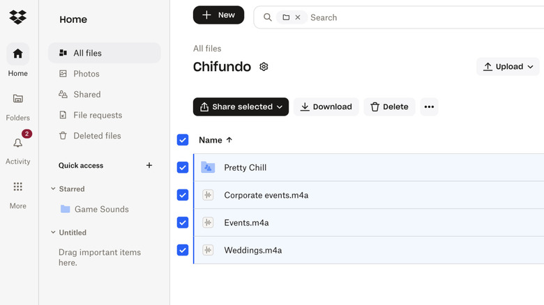 Downloading files in Dropbox
