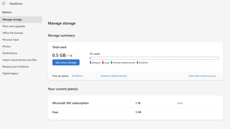 Managing storage in OneDrive