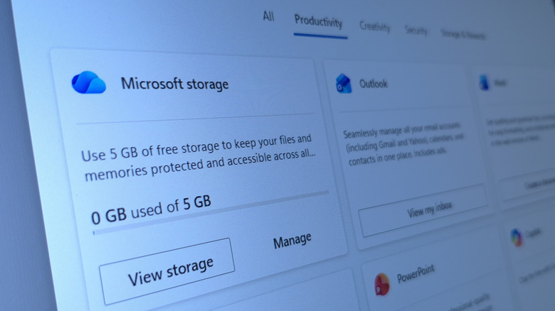 OneDrive storage information