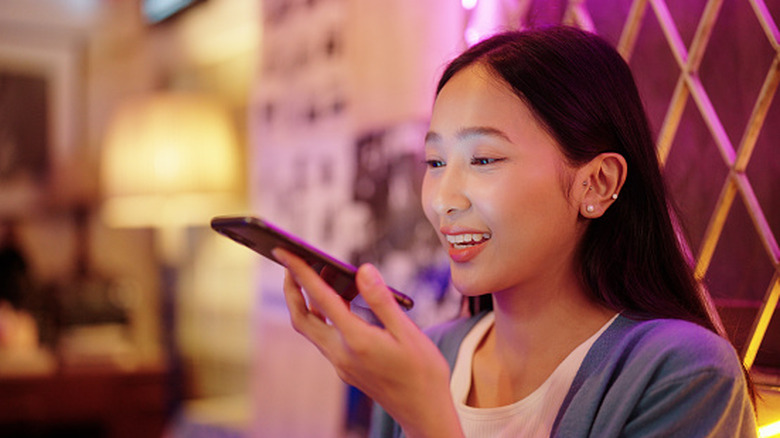A woman talking on the phone