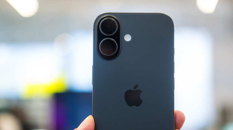 A close-up of the iPhone 17's dual-lens camera.