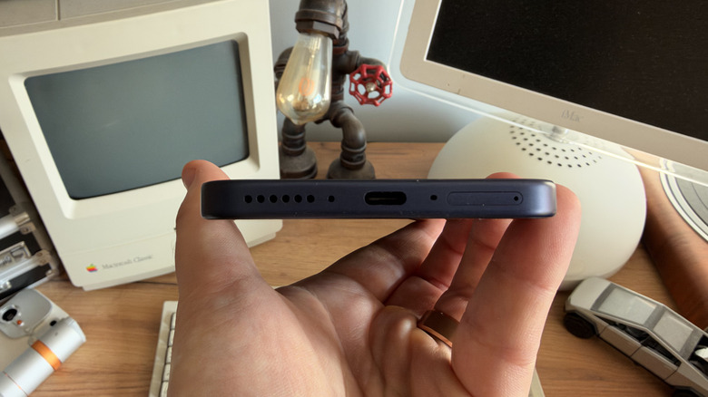 Close-up of the USB-C charging port on the TCL P80 Ultra