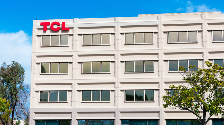 TCL office with the logo on the building