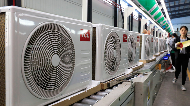 TCL air conditioners on store shelving