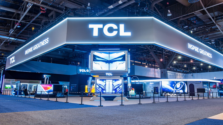 section of TCL products showcased at a convention