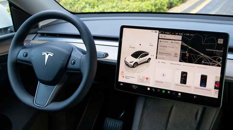 Interior dashboard of a Tesla vehicle