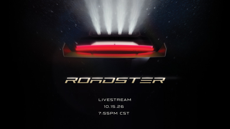 Tesla's invitation for the Roadster livestream featuring a blurry image of the car.