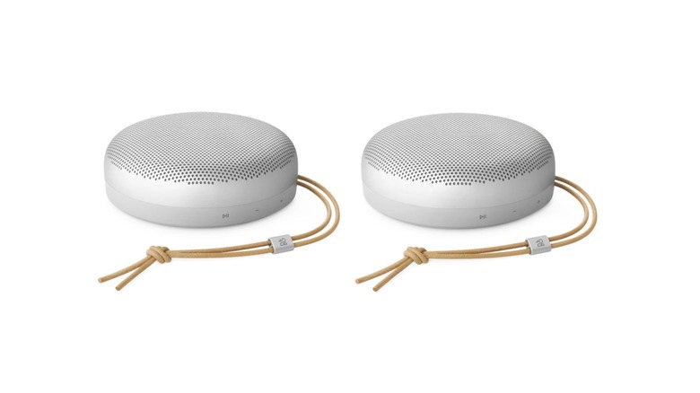 Pair of Beosound A1 on white background looking slick
