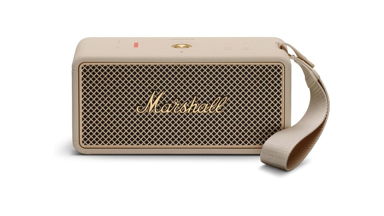 Cream colored Marshall II speaker on white background