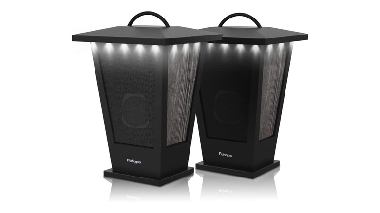 A pair of lantern-shaped pohopa outdoor speakers