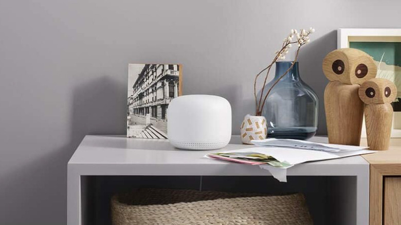 One Google Nest router facing forward
