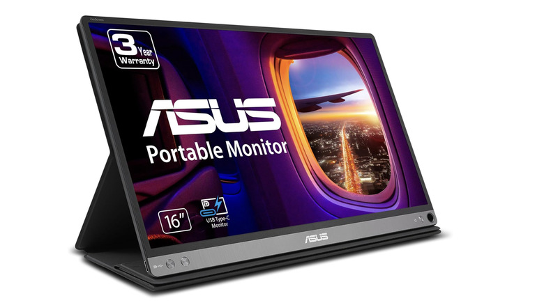 The Asus ZenScreen MB16AC on a white background