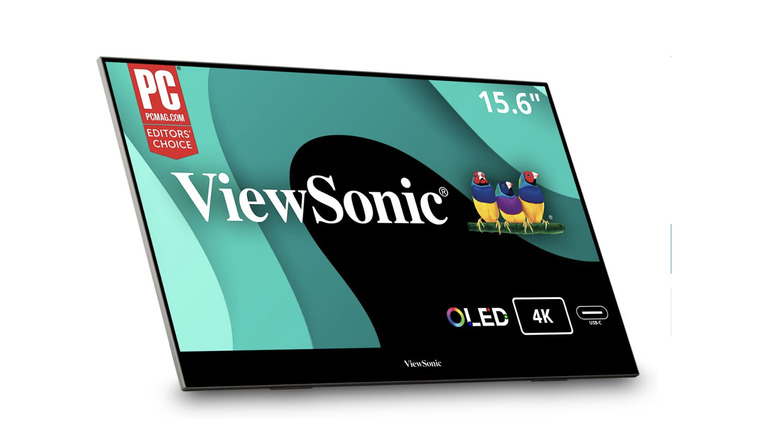 The ViewSonic VX1655-4K-OLED portable monitor on a white background