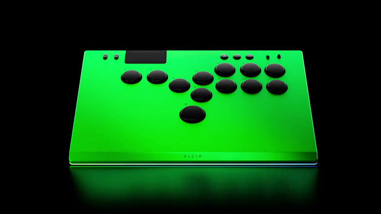 A green Razer Kitsune on a black background