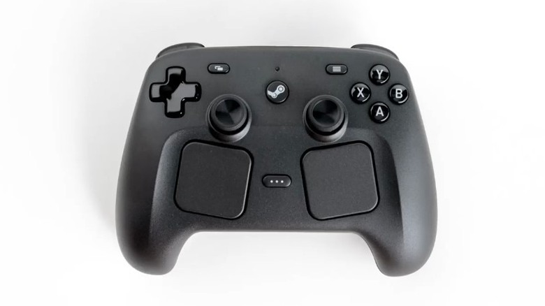 A close-up of the 2026 Steam Controller model