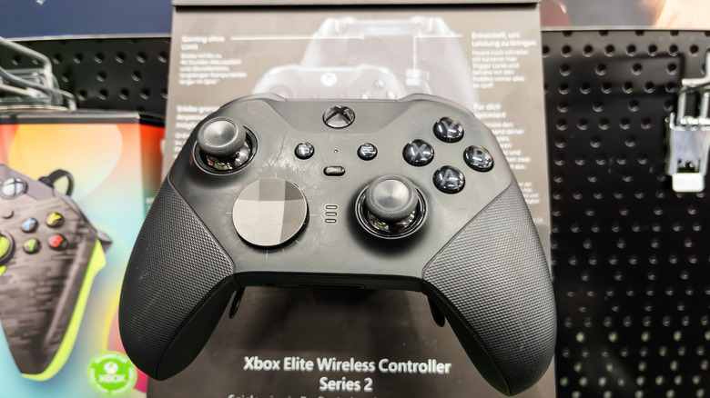An Xbox Elite Wireless Controller Series 2 on display in a store