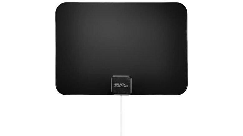 The Best Buy Essentials Thin Indoor HDTV Antenna on a white background