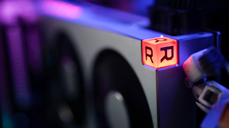 Rear closeup view of an AMD Radeon VII.